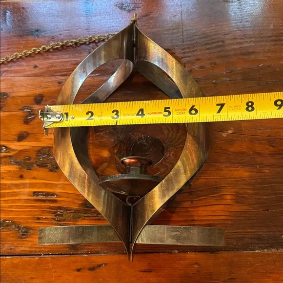 Vintage MCM Hanging Brass Candle Holder - Picture 5 of 7